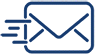 Get Appointed An envelope is shown with four lines intersecting its left-side, indicating speed